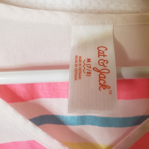 COPY - Cat & Jack Girls Med. 7/8 Striped Cotton Kaftan Beach Swim Coverup - Picture 4 of 4